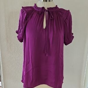 Naked Zebra Rich Purple Ruffle Blouse